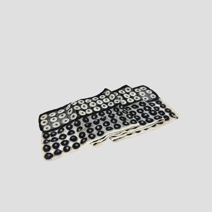 Black and White Polka Dot Felted Scarf