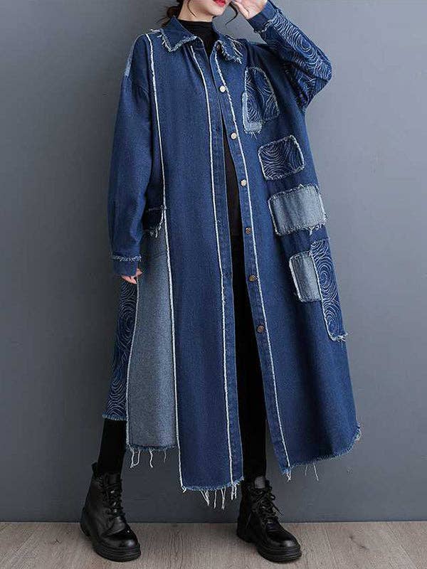 Asymmetric Buttoned Duster: BLK