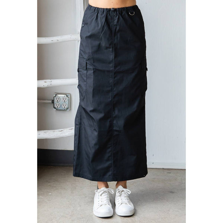 Parachute Cargo Long Skirt: Black / L