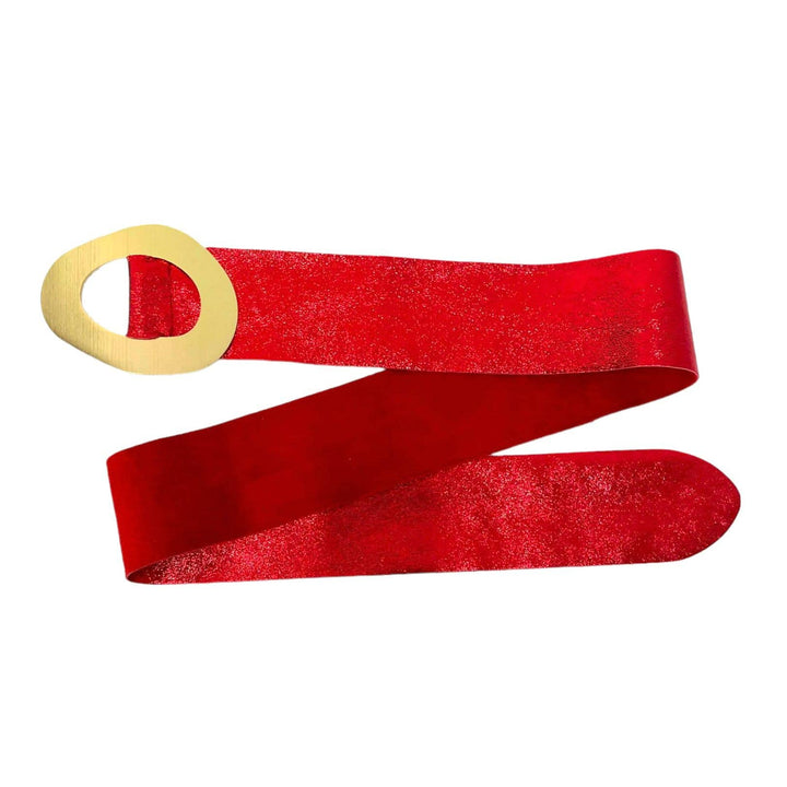 Metallic Leather Suede Belt : Olive green