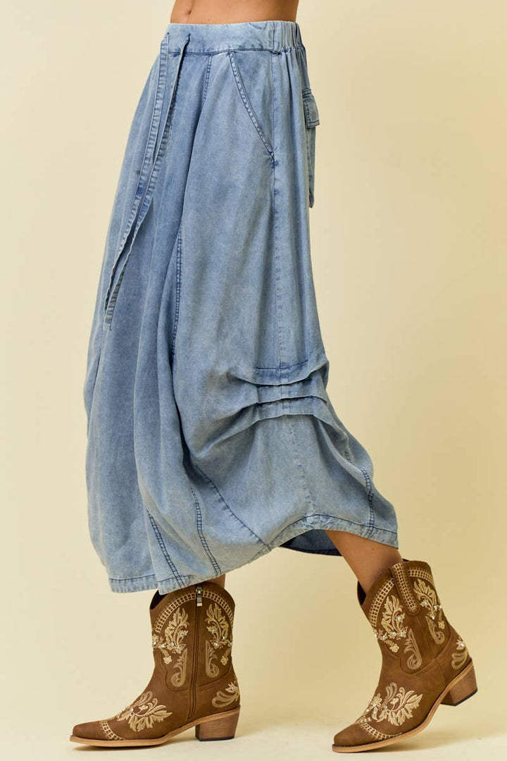 TENCEL SKIRT- 6557S-2: DENIM / L