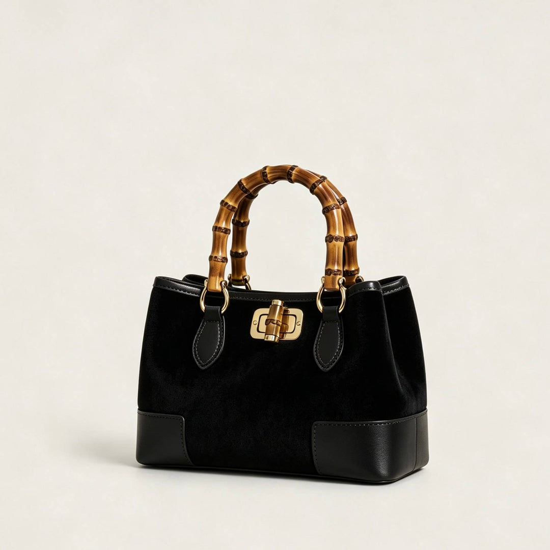 Suede Bag leather bamboo : Borgogna