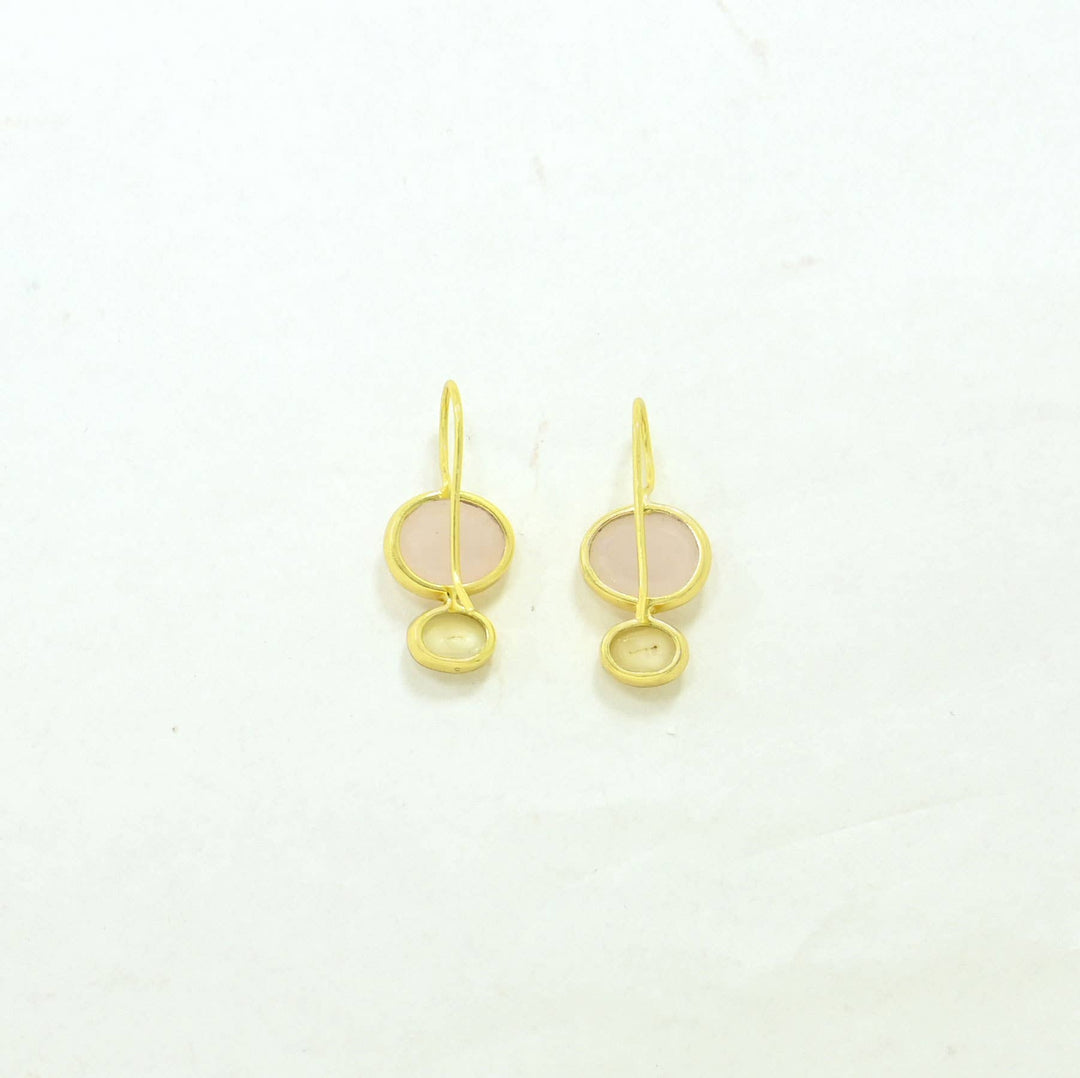 - Primrose Earring - Rose Quartz & Pearl