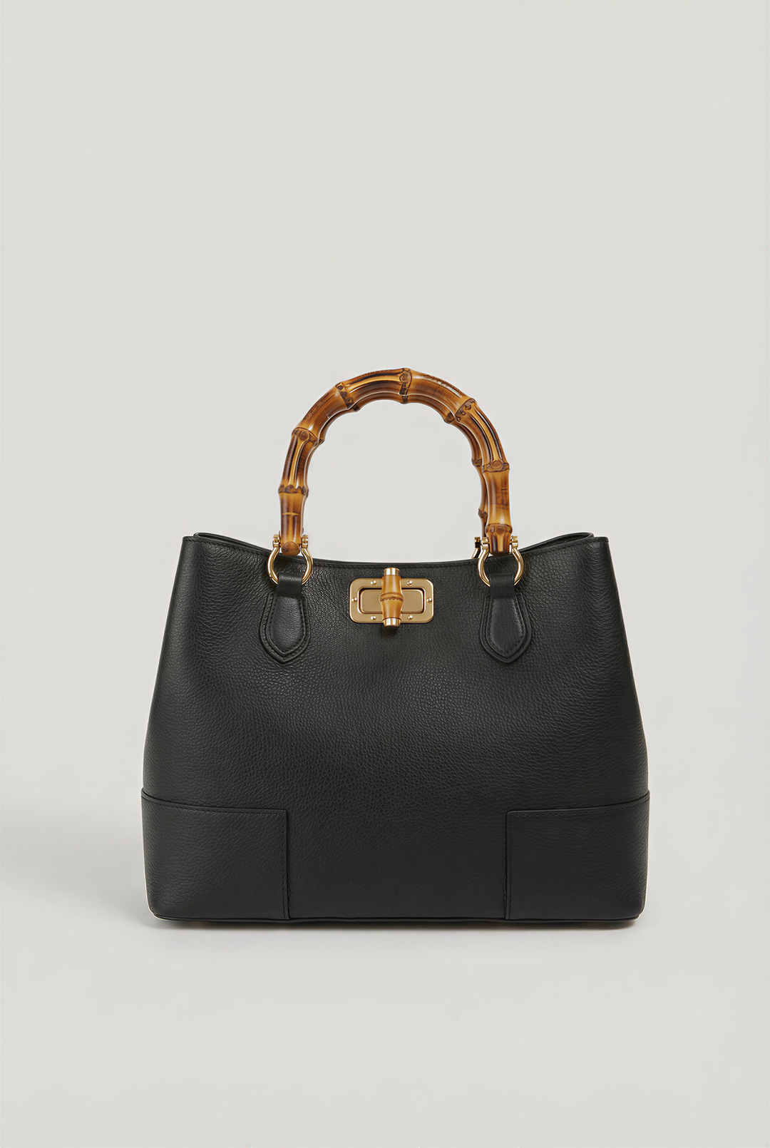 Bamboo Bag in Leather – Made in Italy Nero