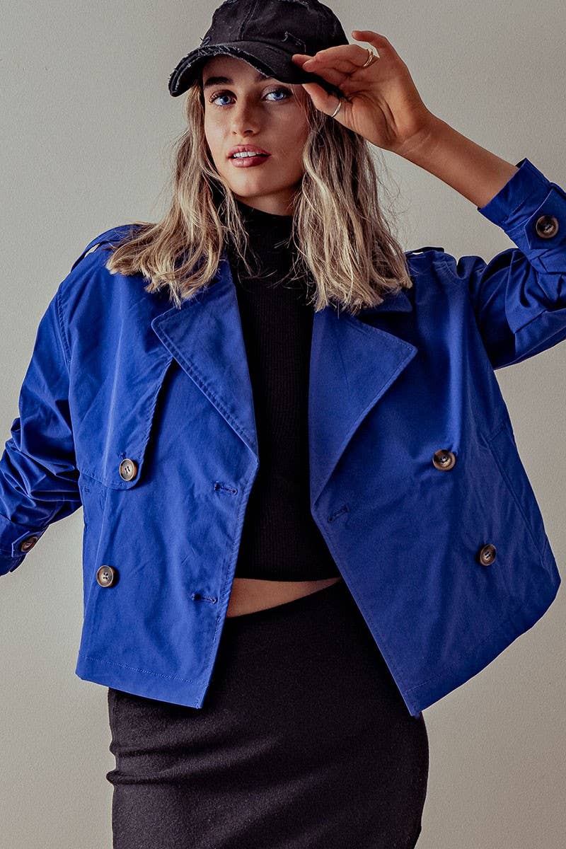 DOUBLE BREASTED CROPPED JACKET: CAMEL