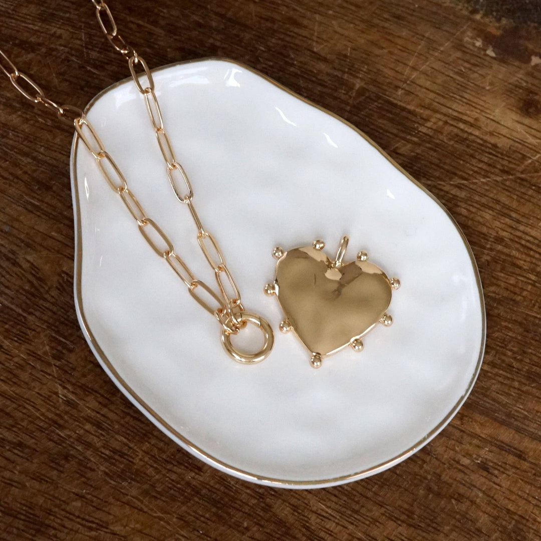 Modern  Heart Paperclip Neck - Gold