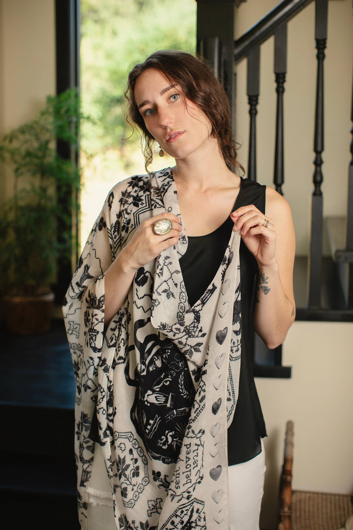 Token of Love Printed Bamboo Scarf