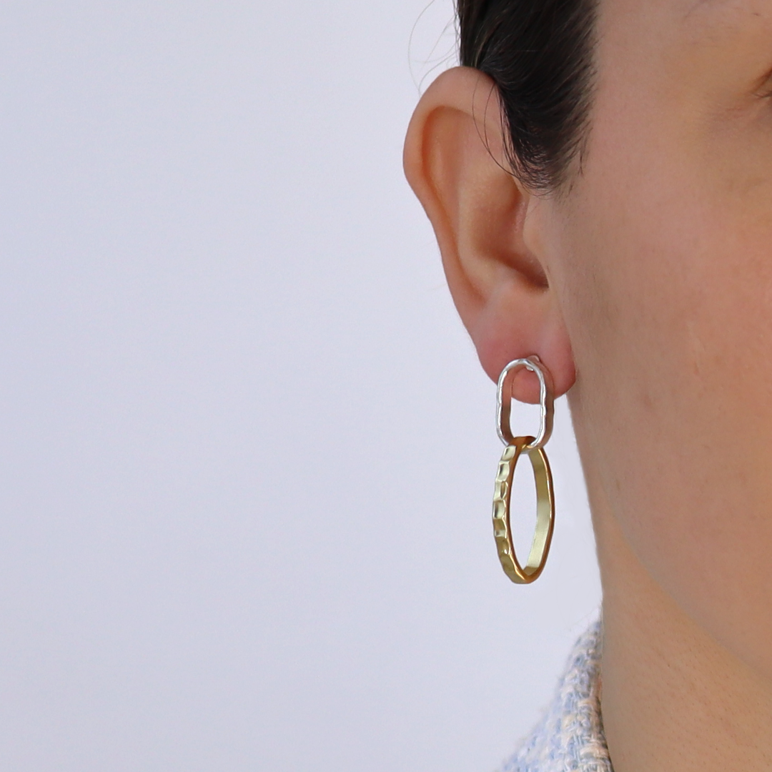 Mixed Metal Drop Earrings