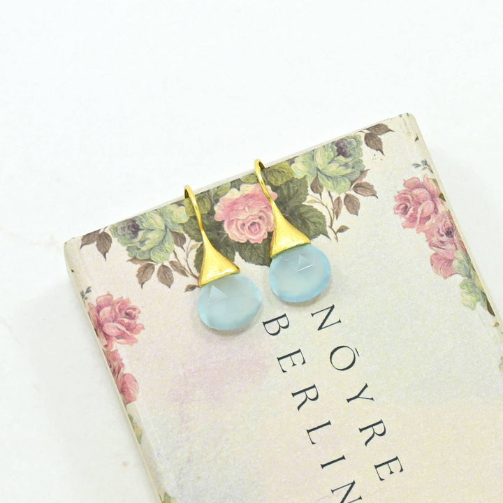 - Boho Droplet Ear - Light Aqua Chalcedony