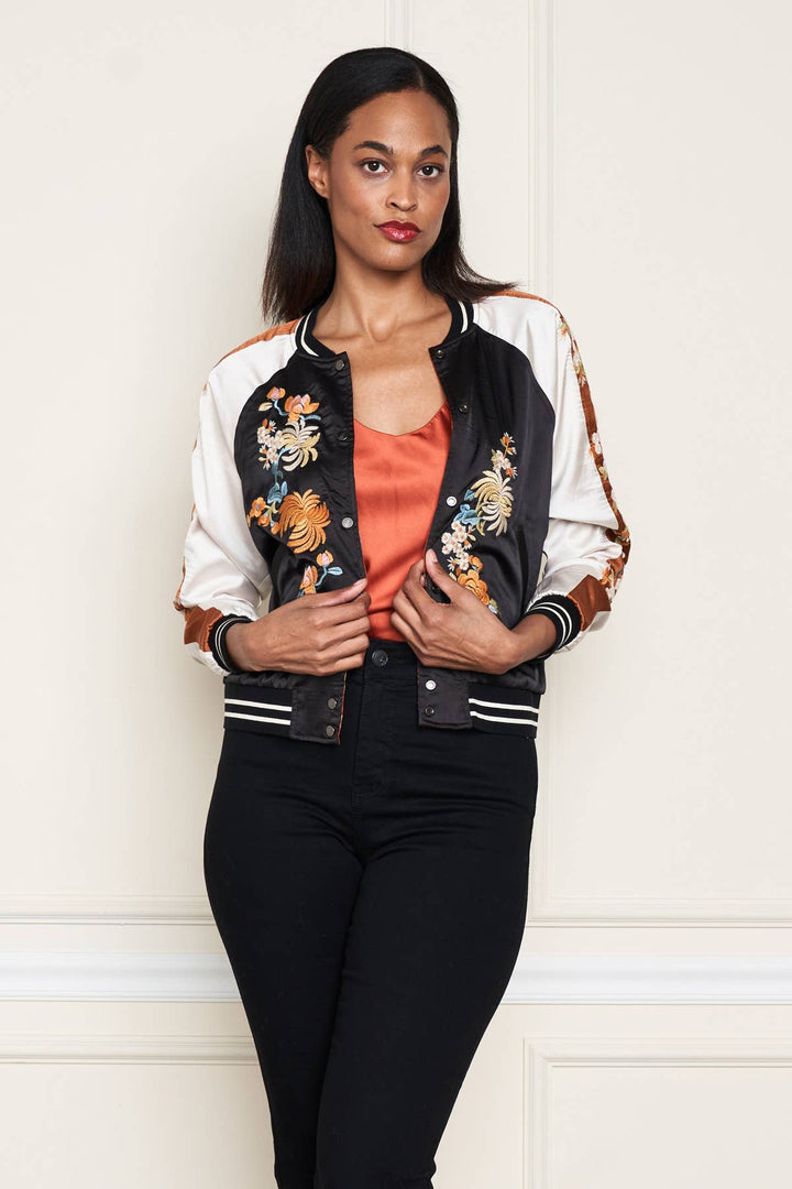 Reversible Satin Rust Jkt: Black/ L