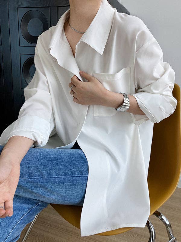 Buttoned Back Blouses: WHITE / M