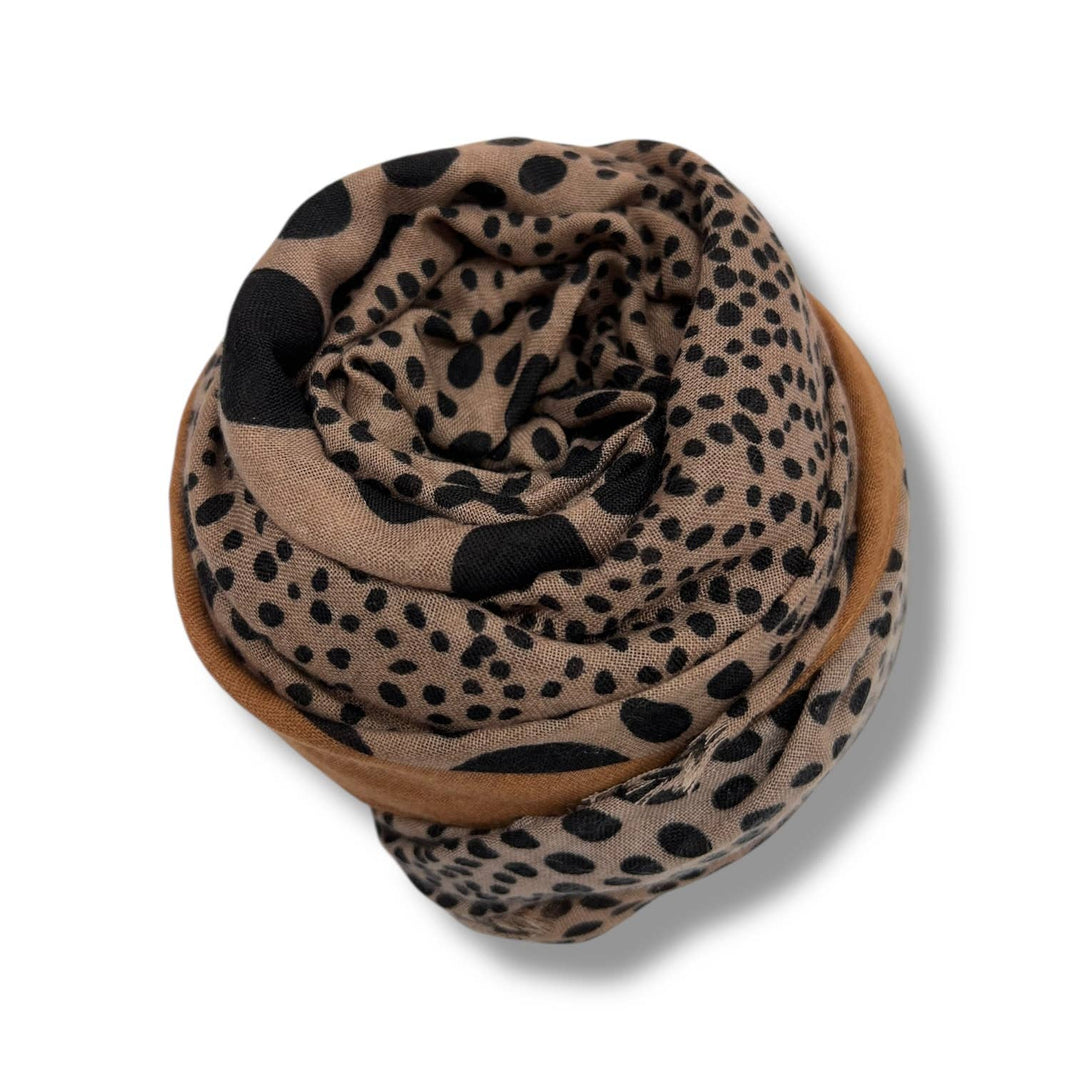 Leopard dots print scarf : Khaki