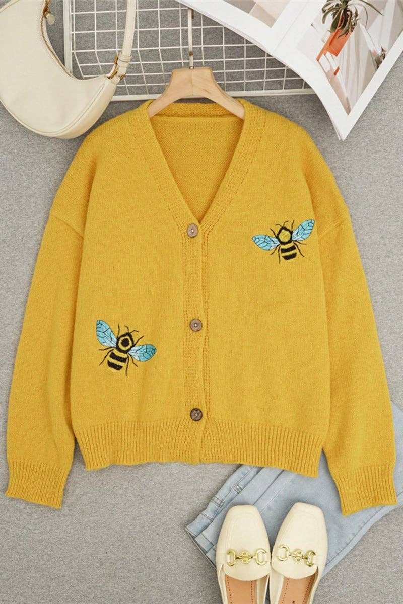 Bee Cardigan: BLACK / M