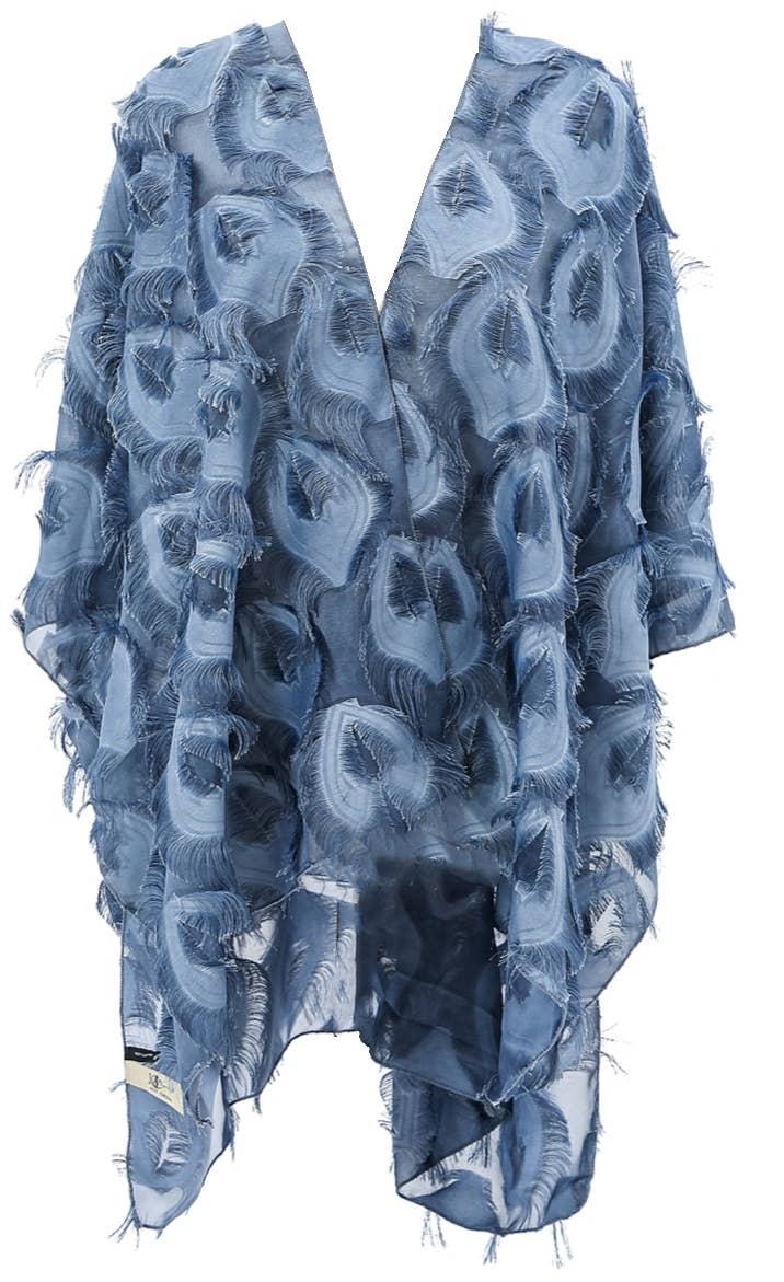Elegant 3D Feather Fringe Eyelash Kimono/Cover-Up: Purple