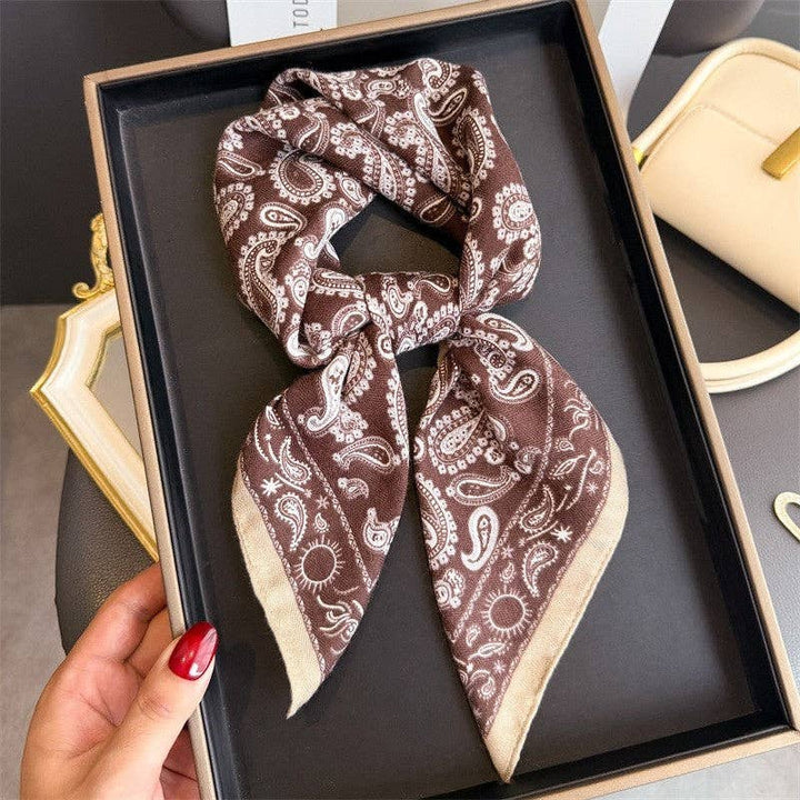 Sheer Trend - Fashion Print Square Scarf: Brown