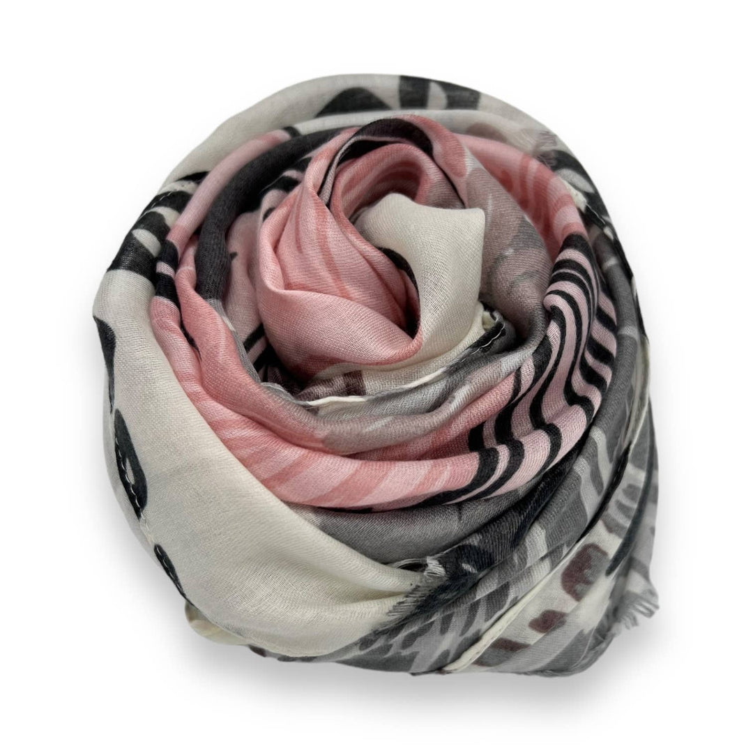 Big flower printed scarf: Mocca