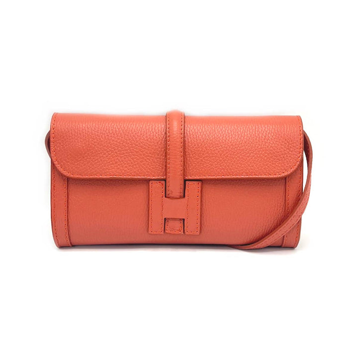 Leather clutch, Made in Italy,112532: Camel