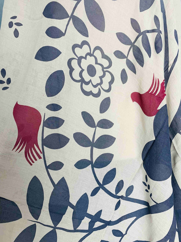 Tree of Life Scarf: Beige-Blue