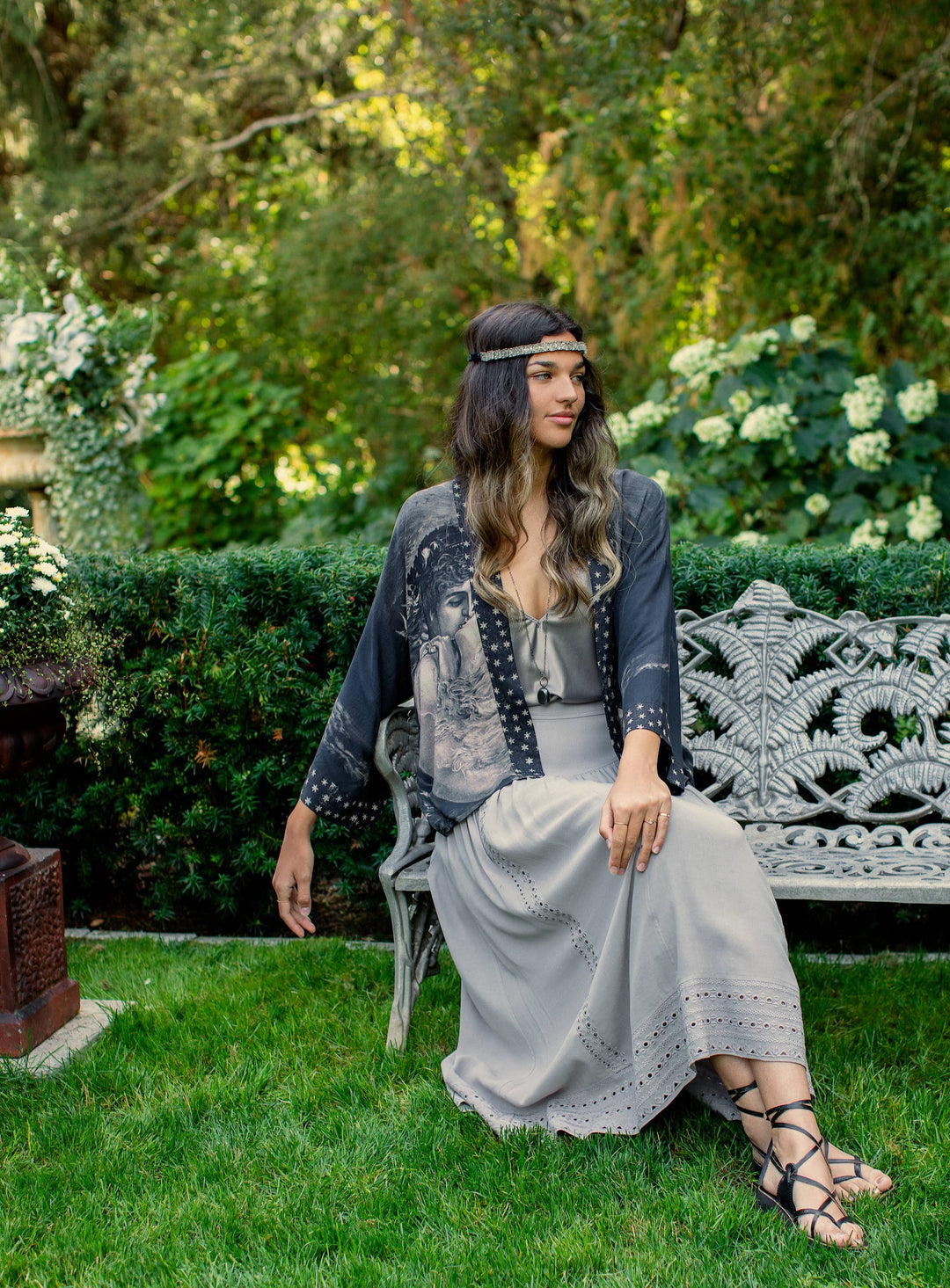 Love Conquers All Cropped Bamboo Kimono Cardigan