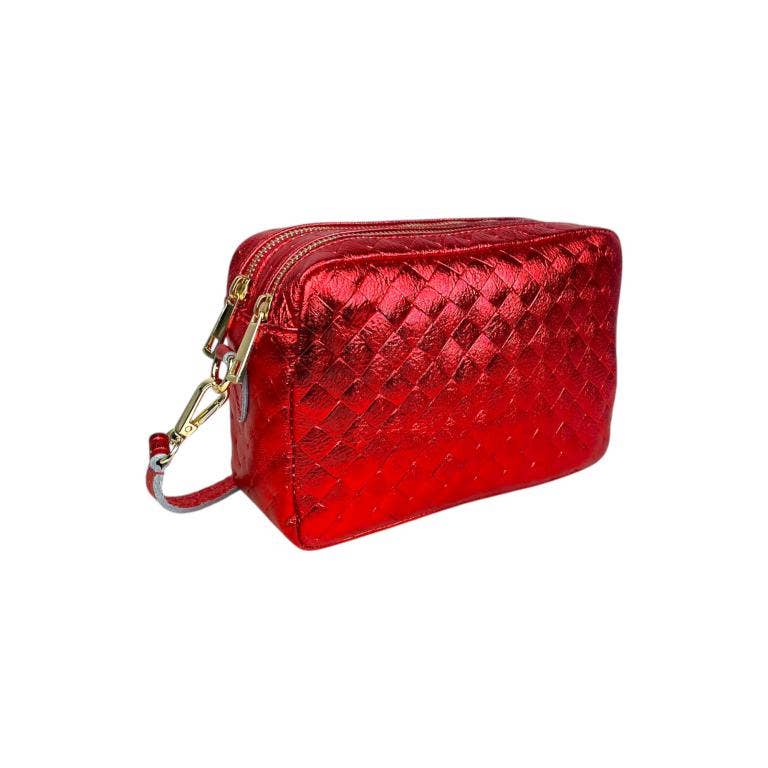 Crossbody Bag in Leather: Silver