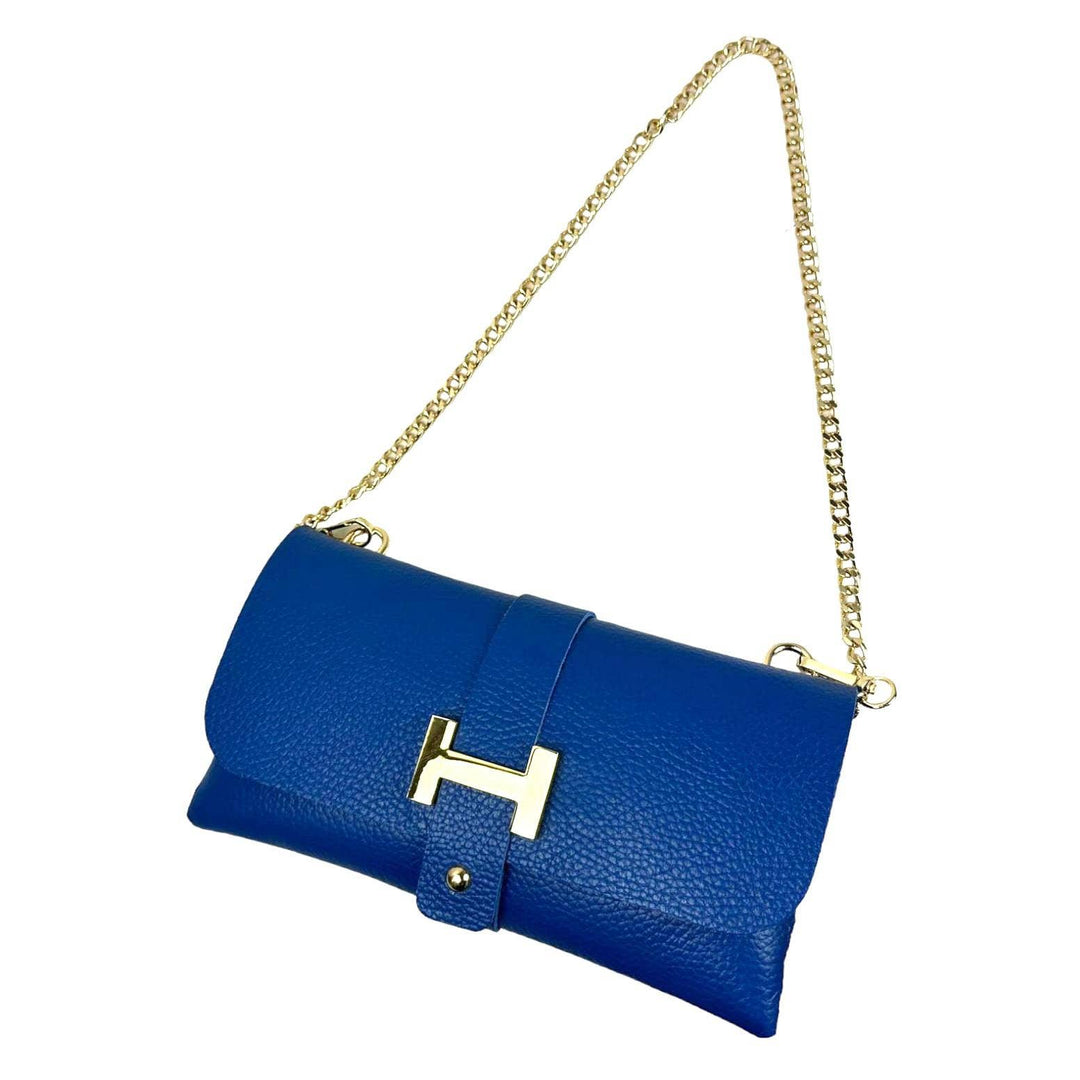 Grain Leather Bag with Chain Handle: Beige