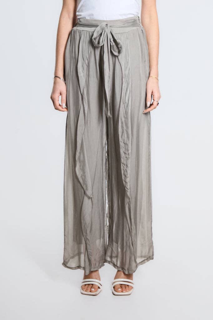 Wrap Front Silk Pant (PL214):Navy