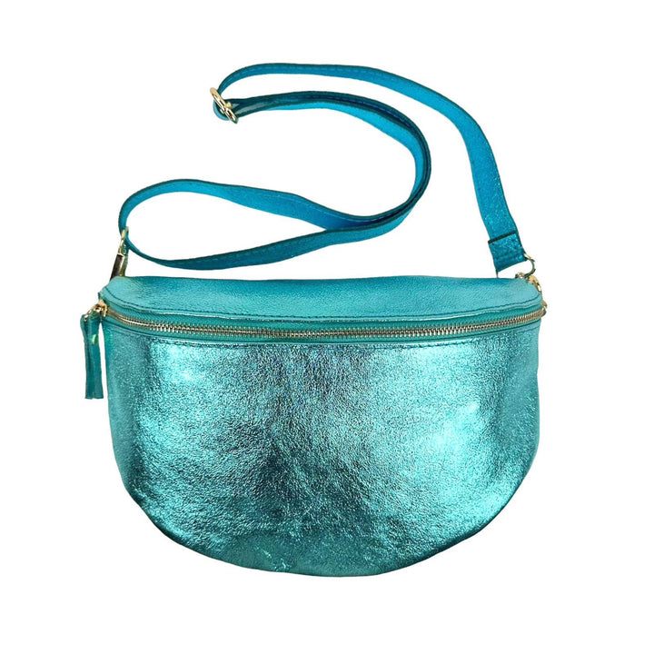 Large Metallic Italian Leather Waist Bag : Rose Gold