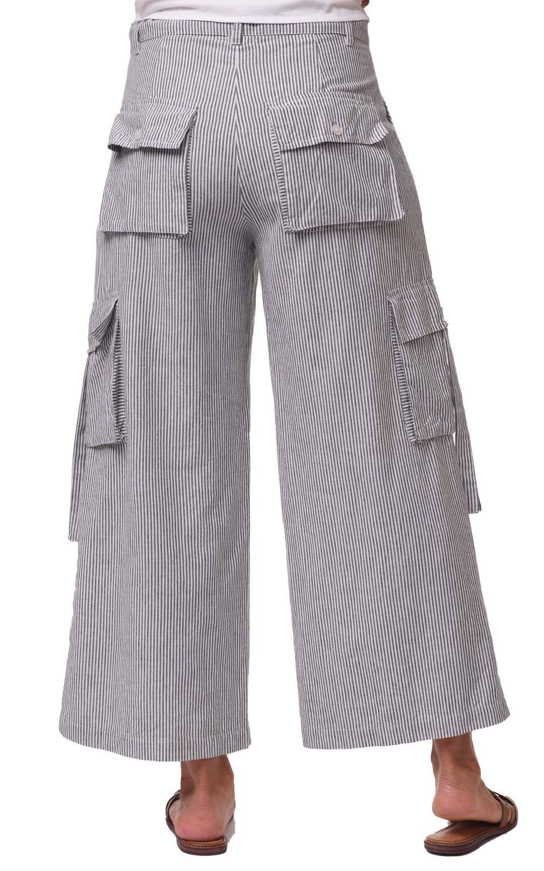 Tulip Clothing - CV1086 Calista Cargo Pant in Ticking Stripe*: XL