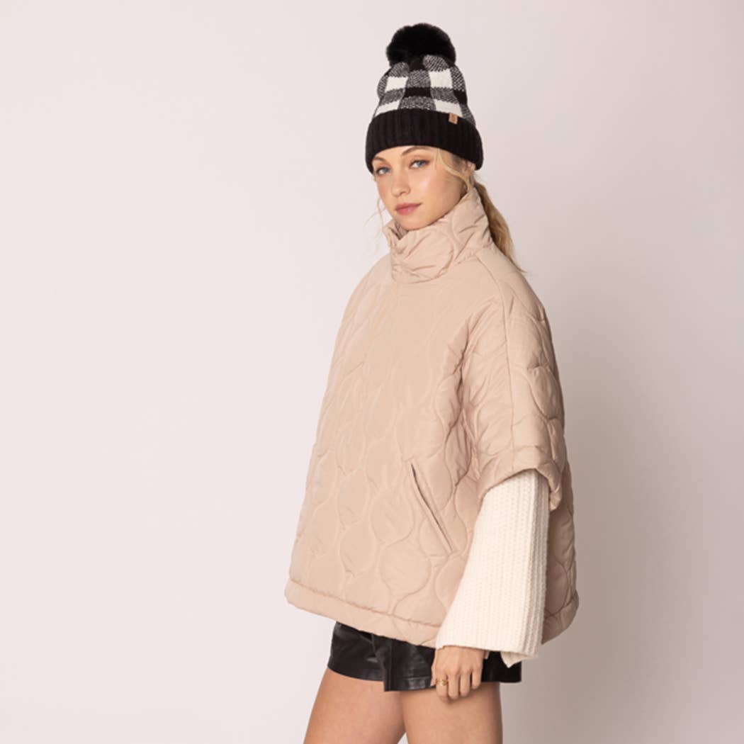 Quilted Cape Poncho Jacket : IVY / O/S