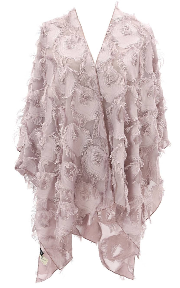 Elegant 3D Feather Fringe Eyelash Kimono/Cover-Up: Purple