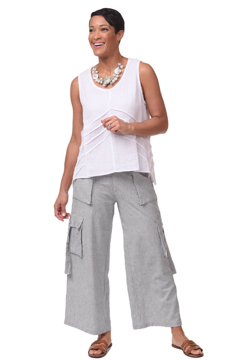 Tulip Clothing - CV1086 Calista Cargo Pant in Ticking Stripe*: L