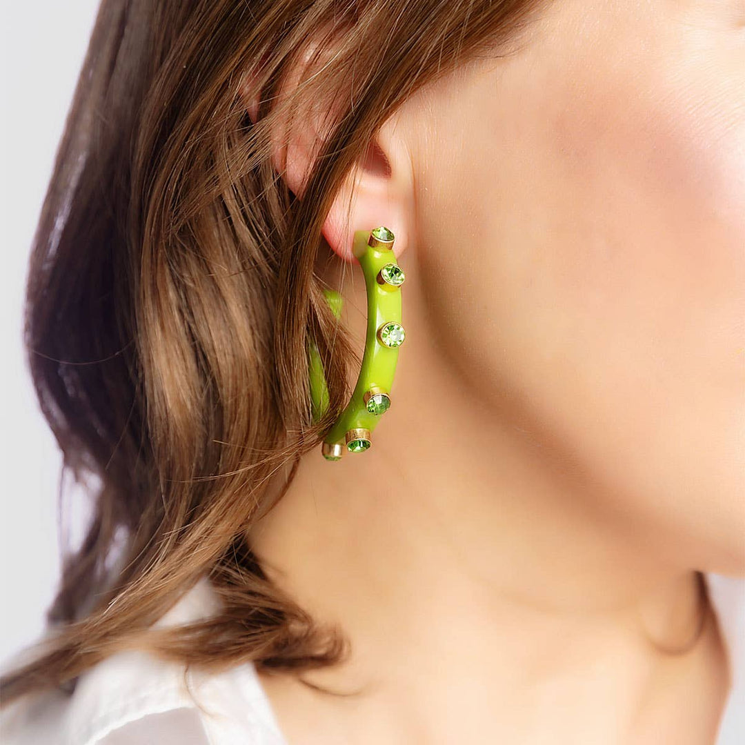 Renee Resin and Rhinestone Hoop Earrings: Cocoa