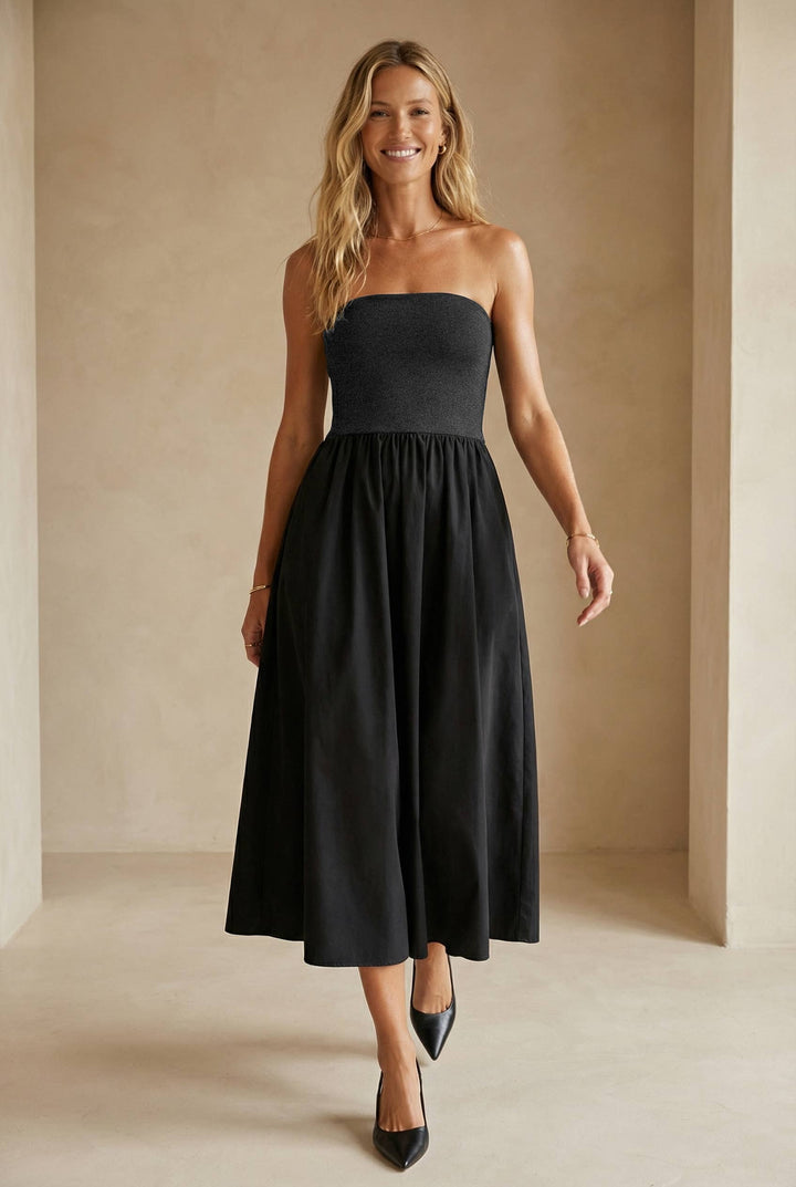 Strapless Maxi Dress: Black / M