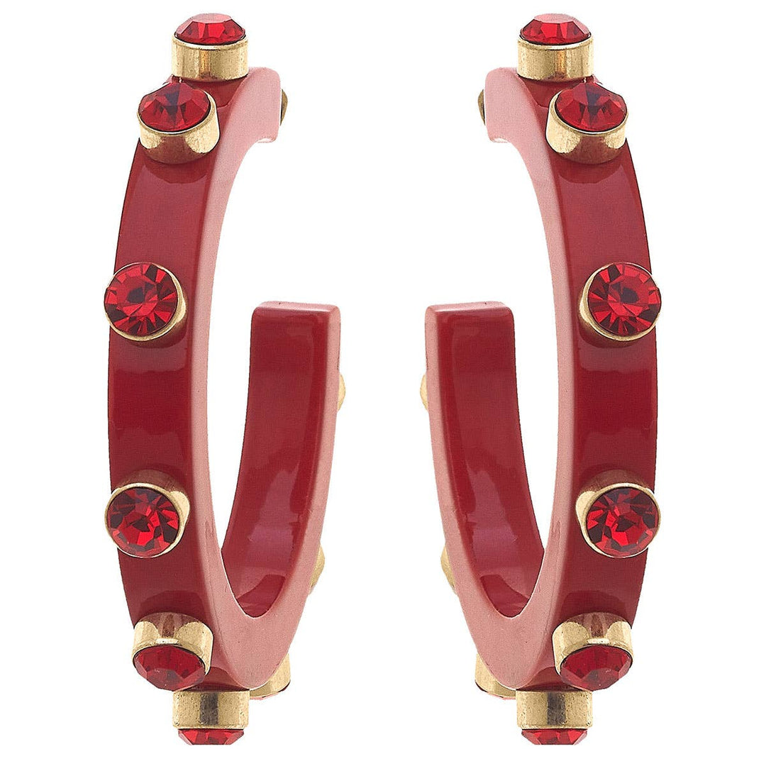 Renee Resin and Rhinestone Hoop Earrings: Cocoa