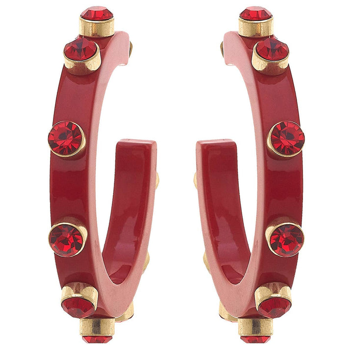 Renee Resin and Rhinestone Hoop Earrings: Cocoa