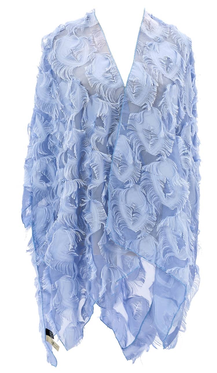 Elegant 3D Feather Fringe Eyelash Kimono/Cover-Up: Brown