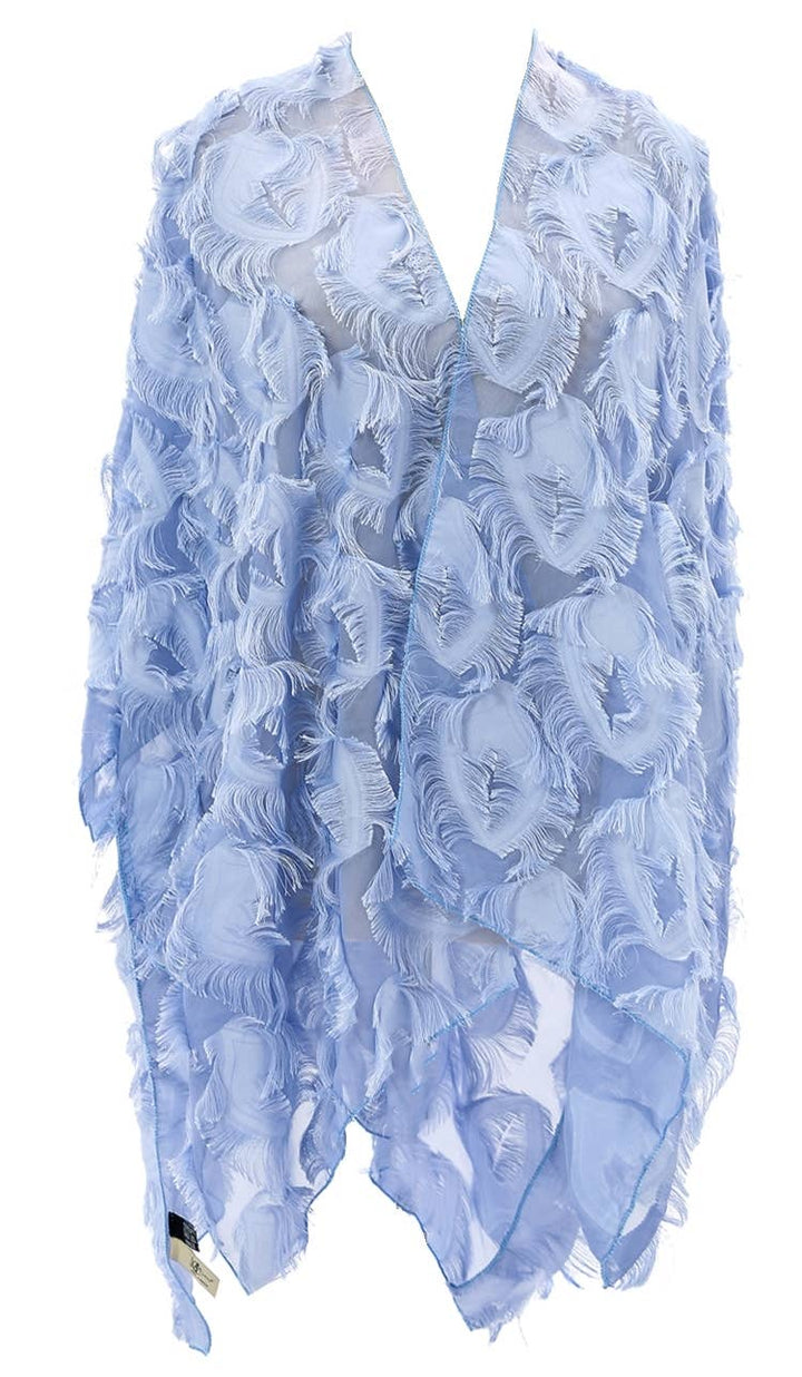 Elegant 3D Feather Fringe Eyelash Kimono/Cover-Up: Brown