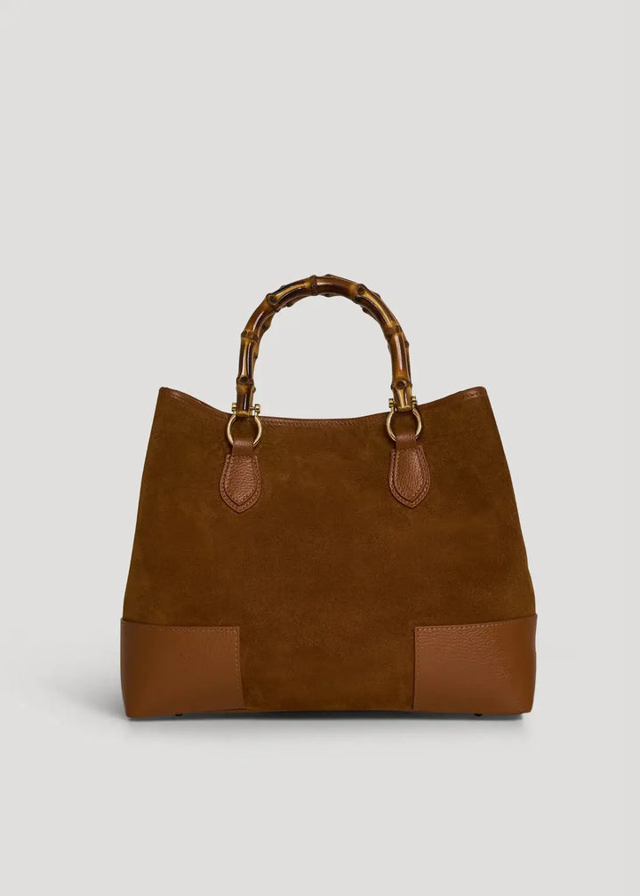 Handbag Italian Suede Leather: Nero
