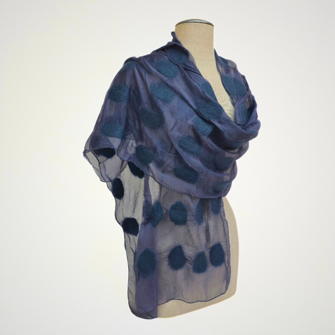 Prussian Blue Polka Dotted Scarf