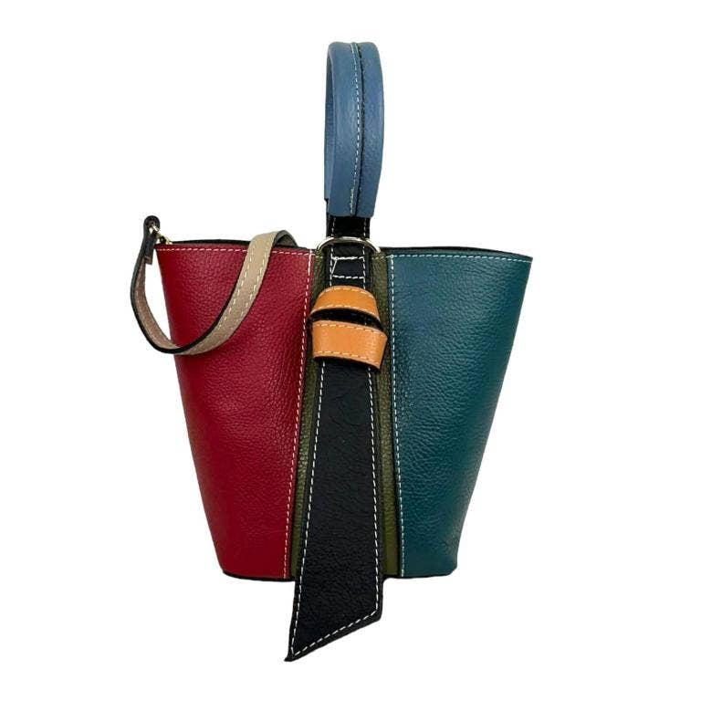 Multicolor Leather Bag: Olive Green