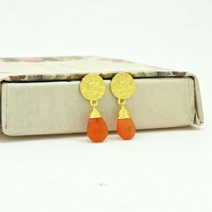 Abigail Earring Gold Plated - Carnelian
