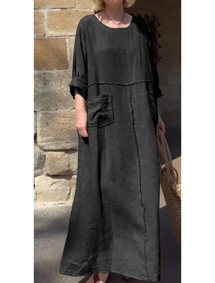 Pocket Maxi Dress: RED / S