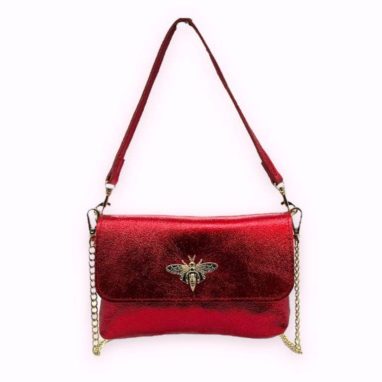 Leather Bag with Bee: Black