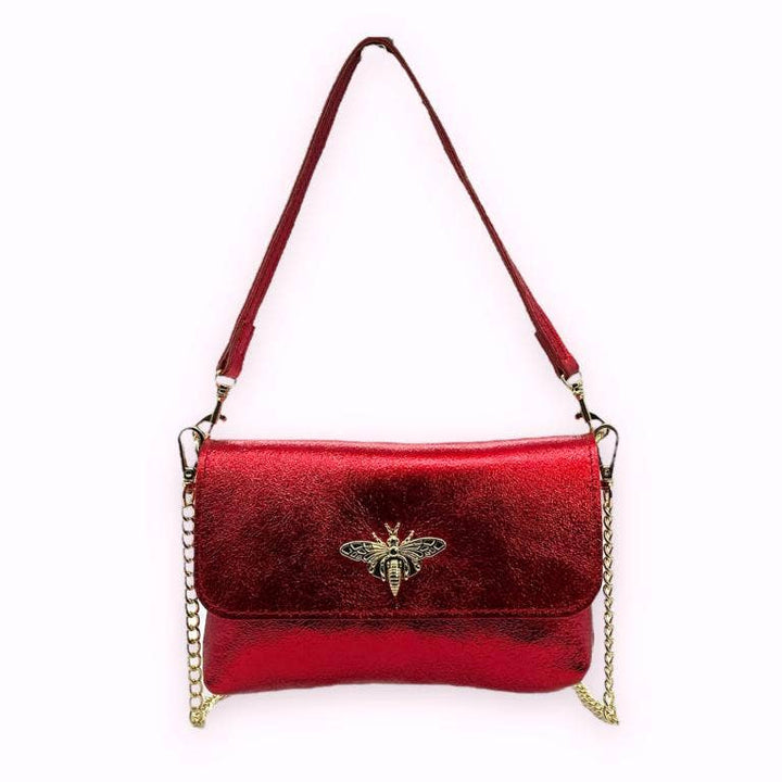 Leather Bag with Bee: Black