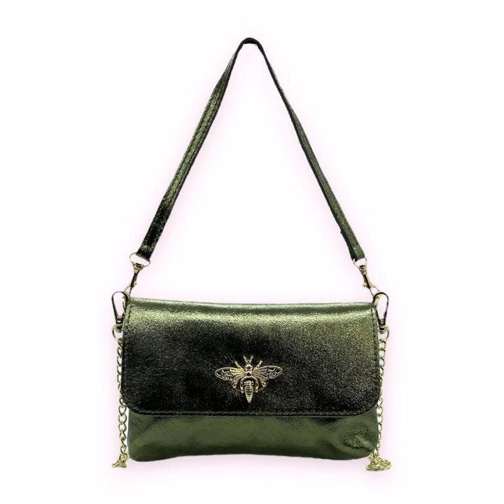 Leather Bag with Bee: Black