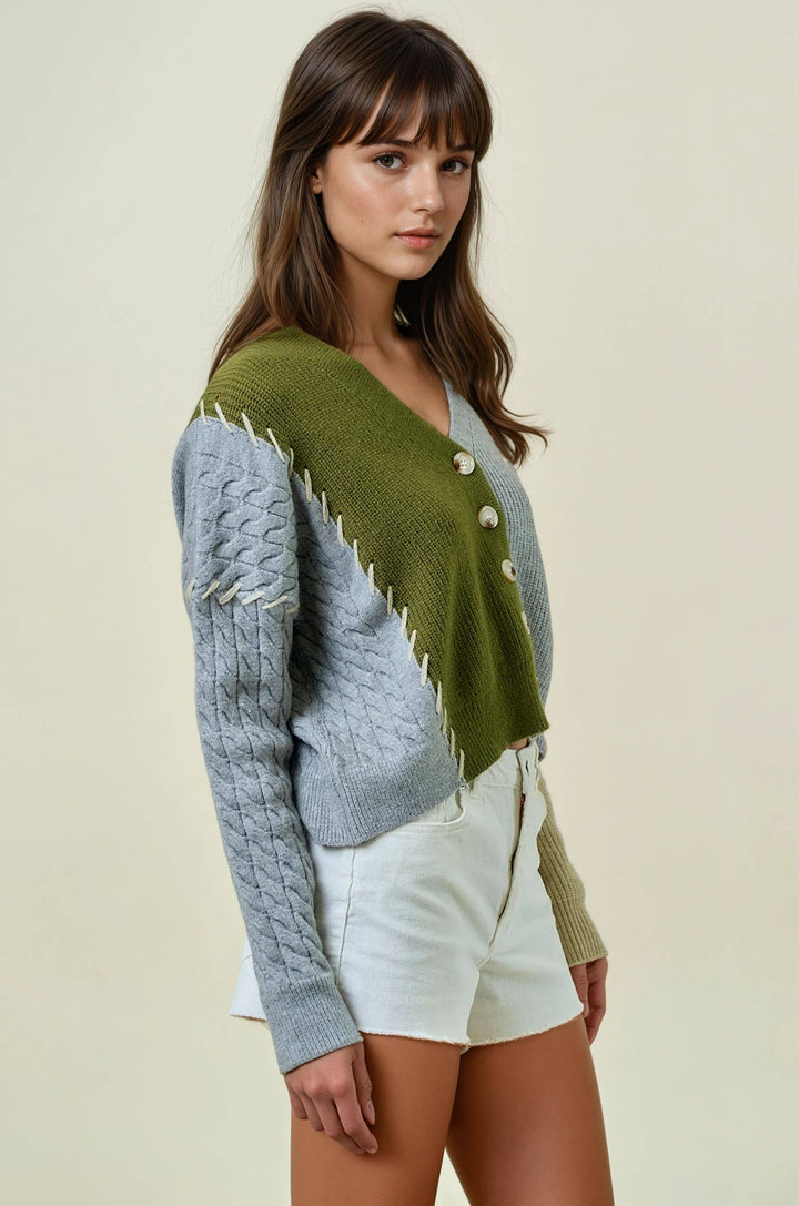 CARDIGAN - 1723C: OLIVE / S