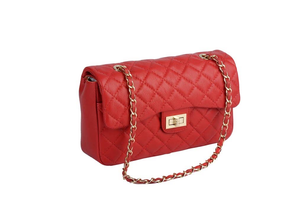 Premium Quilted Leather Bag: Black