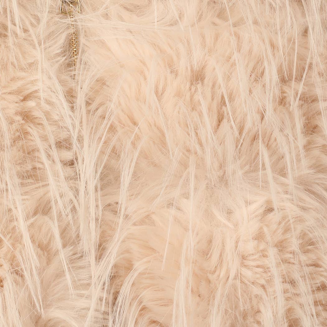Faux Fur  ZIP JKT: Taupe / S/M