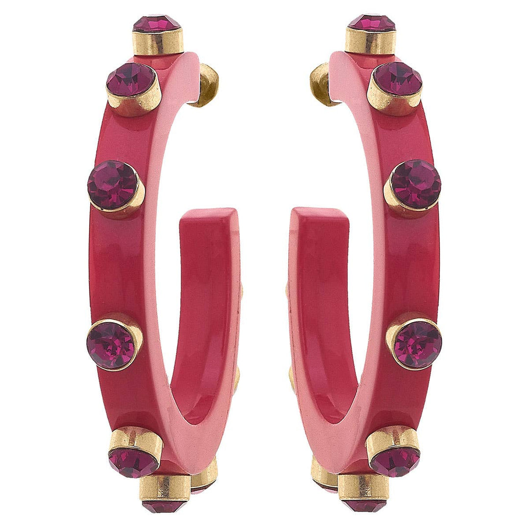 Renee Resin and Rhinestone Hoop Earrings: Cocoa