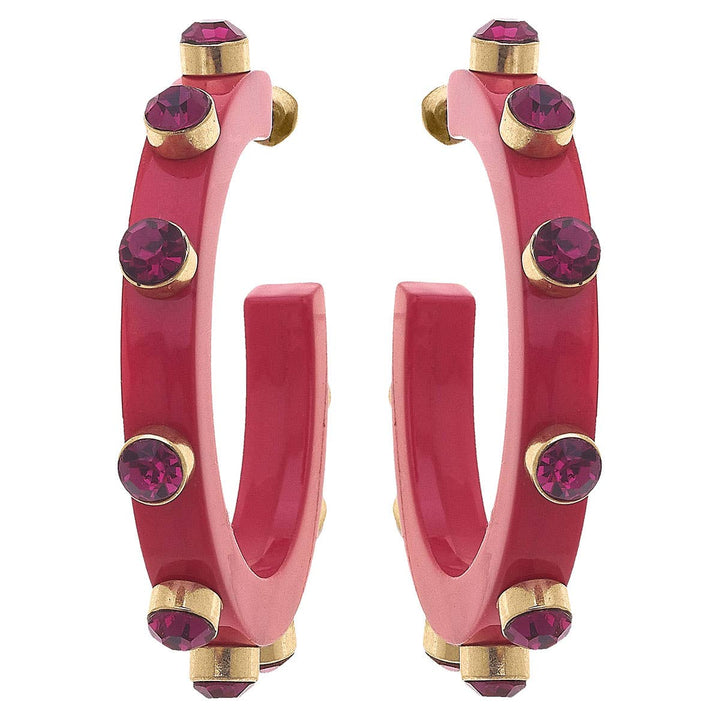 Renee Resin and Rhinestone Hoop Earrings: Cocoa